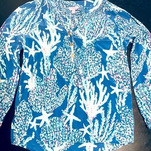 Lilly Pulitzer Blue multicolored long sleeve blouse